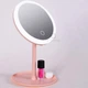 Зеркало с подсветкой для макияжа Led Lighted Розовое – настольное косметическое Сенсорное диаметр 15,6 см с LED подсветкой - изображение 2