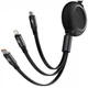 Кабель Baseus Bright Mirror Retractable 3 in 1 (Micro USB+Lightning+Type-C) 100W (1.2m) Black - изображение 3