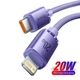 USB кабель Type-C на Lightning для iPhone Baseus Crystal Shine Series (20W, 1.2m). Purple - зображення 1