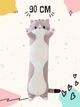 Большая мягкая плюшевая игрушка Длинный Кот Батон котейка-подушка Серый 90 см - изображение 1