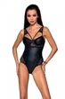 Боді з еко-шкіри і мережива Passion Loona Body black S/M - зображення 1