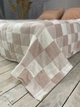 Муслиновый плед покрывало Cappone Шахматка хлопок 4 слоя 200×230 см Бежевая - изображение 2