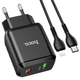 Зарядний пристрій для телефону з швидкою зарядкою + кабель Lightning HOCO N5 |USB/Type-C, 20W/3A, QC3/PD| Чорний - зображення 2