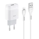 Мережевий зарядний пристрій Hoco C72A 1USB 2.1A + кабель Lightning (iPhone) - зображення 1