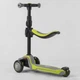 Дитячий триколісний самокат-біговел Best Scooter JS-20815 з сидінням і колесами, що світяться, Сіро-салатовий - зображення 4