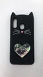 Чохол силіконовий 3D Case з плаваючими блискітками на Samsung Galaxy А20Е Кіт чорний - зображення 1