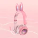 Беспроводные наушники Rabbit Ear KE-01 с LED подсветкой, радио, MicroSD PINK - изображение 4