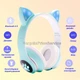 Беспроводные детские светящиеся LED наушники с кошачьими ушками Bluetooth 5.0 складные CAT JST-28 со встроенным микрофоном Mp3 MicroSD и цветной подсветкой Мятные - изображение 2