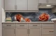 Виниловый кухонный фартук Оранжевые Розы (наклейка для кухни ПВХ пленка скинали) текстура Цветы Серый 600*2500 мм - изображение 4