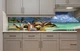 Кухонный фартук на стену Тропический пляж (наклейка для кухни ПВХ пленка скинали) скалы пальмы Море Голубой 60х200 см - изображение 4