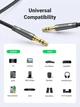 Аудио кабель Ugreen 3.5 mm male to 3.5 mm male Metal Connector Cable с нейлоновой оплеткой 70880 0.5m grey/black - изображение 4
