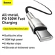 Кабель быстрой зарядки «Type-C to Type-C» Baseus Cafule Metal Black 100W Fast Charge (5A) 2m, чёрный (CATJK-D01) - изображение 5