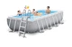 Каркасный бассейн Intex 8418 л 400x200x122 см с лестницей ПВХ Серый (IP-173196) - изображение 1