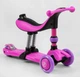 Самокат-беговел 3 в 1 триколісний Best Scooter BS-26566, рожевий, колеса, що світяться, сидіння, амортизатори, батьківська ручка - зображення 4