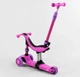 Самокат-беговел 3 в 1 триколісний Best Scooter BS-26566, рожевий, колеса, що світяться, сидіння, амортизатори, батьківська ручка - зображення 5