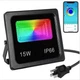 SMART LED прожектор 15W IP66 RGB bluetooth з додатком Чорний - зображення 6