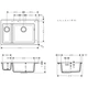 Мойка для кухни HANSGROHE гранитная S510-F635 770x510мм прямоугольная врезная без сифона на полторы чаши черная 43315170 - изображение 2