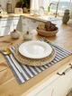 Сервировочный коврик (ланчмат) из льняной ткани TouchableLinen 1 шт 40x50 см Синяя полоска Подставка под тарелки - изображение 2