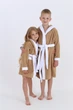 Махровий дитячий халат IDEAL TEXTILE з капюшоном, 380 г/м2 бежевий+білий на 7 років (116-122 см) - зображення 8