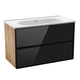 Тумба с умывальником DiMarco Jolly 80 см Oak/Black (DM06A001OB) - изображение 1