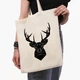 Еко сумка Олень (Deer) (9227-3803-BGZ) бежева на блискавці з кишенею - зображення 3