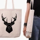 Еко сумка Олень (Deer) (9227-3803-WTD) бежева з широким дном - зображення 6
