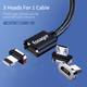 Магнитный кабель красный ESSAGER (micro USB, Type-C, Lightning) 1метр - изображение 3