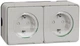 Блок двойной Schneider Electric MUREVA S наружного монтажа с заземленным контактом и шторками Белый (MUR39035) - изображение 1