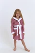 Махровый детский халат IDEAL TEXTILE с капюшоном, 380 г/м2 пудровый+белый на 5 лет (116 – 122 см) - изображение 1