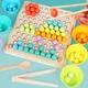 Деревянная развивающая игрушка Bead Holder Мозаика Цветные шарики пинцет, ложка, палочки, стаканчики для сортировки MD 2210 - изображение 3