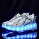 Роликовые кроссовки для девочек с LED подсветкой белые на 4-х колесах (LR 1268) 34(21,5см) - изображение 9