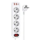 Мережевий подовжувач фільтр HOCO Aura 4-bit NS1 | 2USB/1Type-C, 4 Розетки, 4000W, 20W/3A, PD/QC, 1.8m | White - зображення 1