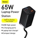 Зарядний пристрій Baseus GaN3 Pro 65W (2xUSB, 2xType-C) Quick charge для MacBook/Asus/Lenovo/HP/Google/Huawei/Samsung + кабель USB-C 100W black - зображення 5
