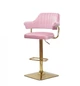 Крісло високе для перукарні, візажиста, персоналу, клієнта 4YOU Джеф Бар 4-GD - BASE бархат рожевий В-1025 - изображение 1