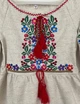 Вишита сукня для дівчинки Olana Валентина міні льон сірий 110 - изображение 3
