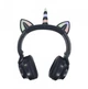 Наушники беспроводные STN 27 Bluetooth Cat Ear LED Единорог кошачьи ушки с подсветкой Черные - изображение 3
