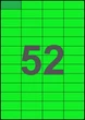 52,5×22,8мм ЗЕЛЕНАЯ Самоклеящаяся бумага А4, 52 Этикетки на листе, Упаковка 100 листов - изображение 1