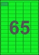 38×21,2мм ЗЕЛЕНАЯ Самоклеящаяся бумага А4, 65 Этикеток на листе, Упаковка 100 листов - изображение 1