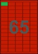38×21,2мм КРАСНАЯ Самоклеящаяся бумага А4, 65 Этикеток на листе, Упаковка 100 листов - изображение 1