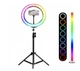 Светодиодная кольцевая RGB LED лампа премиум класса GoVern MJ33 33 см с держателем для смартфона+пультом - изображение 1