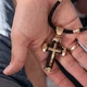 Мужской православный крест из эбенового дерева и золота "Распятие. Спаси и Сохрани" (на шнурке) кол02244 Онікс - изображение 2
