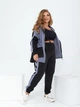 Стильный теплый костюм спортивный прогулочный с капюшоном на молнии трехнитка на флисе батальный серо - голубой - чёрный 56-58 VM 5430 - изображение 2