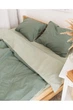 Постільна білизна з резинкою Зелений + хакі варена бавовна Полуторний розмір Комфорт (160х215), наволочки 70/70 - зображення 1