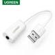 Внешняя звуковая карта Ugreen WUS206 2в1 USB Audio Adapter TRRS USB 2.0 белая (7165) - изображение 1