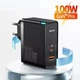 Блок питания Baseus GaN5 Pro 100W Quick Charge 5.0 |1xType-C, QC/PD, 5A| + кабель USB-C 100W для MacBook/Huawei/Samsung/Asus/Google/Lenovo black - изображение 1