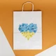 Подарочный пакет с рисунком eko-kraft 260*150*350 мм Крафт пакет белый с ручками с принтом "Украина в сердце", упаковка 5 шт - изображение 2