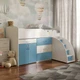 Кровать-комната Bed Room № 5 Viorina-Deko со столом 80х180 см Ламинированная ДСП Белый + Голубой - изображение 2