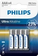 Батарейка Philips Ultra Alkaline лужна AAA блістер, 4 шт - зображення 1