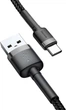 Кабель Baseus Cafule Cable USB Type-C 3A 1m Gray Black - зображення 1