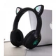 Беспроводные наушники с кошачьими Ушками Bluetooth CATear P58M LED с микрофоном LED RGB подсветка + слот для SD-карты (Черные) Black - зображення 1